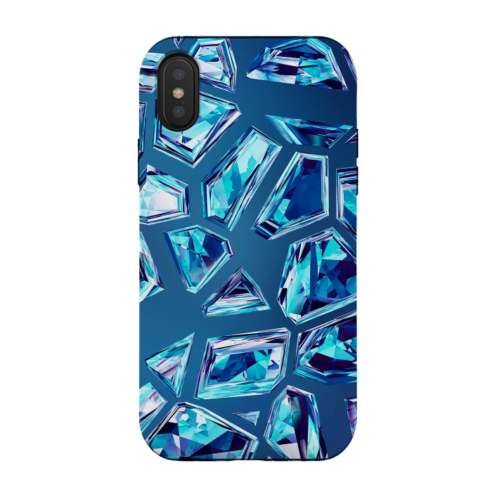 iPhone Xs / X StrongFit Blue Shattered Crystals by Art Design Works