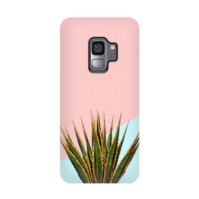 Galaxy S9 StrongFit  Agave Plant on Pink and Teal Wall by amini54