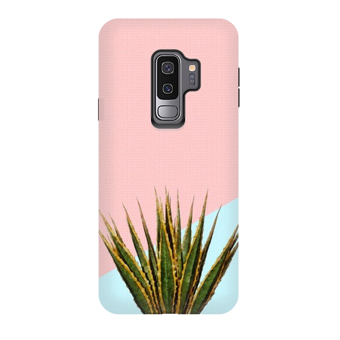 Galaxy S9 plus StrongFit  Agave Plant on Pink and Teal Wall by amini54