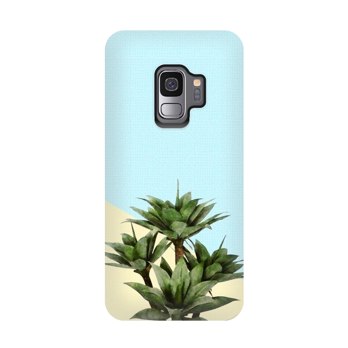 Galaxy S9 StrongFit  Agave Plant on Lemon and Teal Wall by amini54