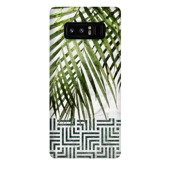 Galaxy Note 8 StrongFit Palm Leaves on White Marble and Tiles by amini54