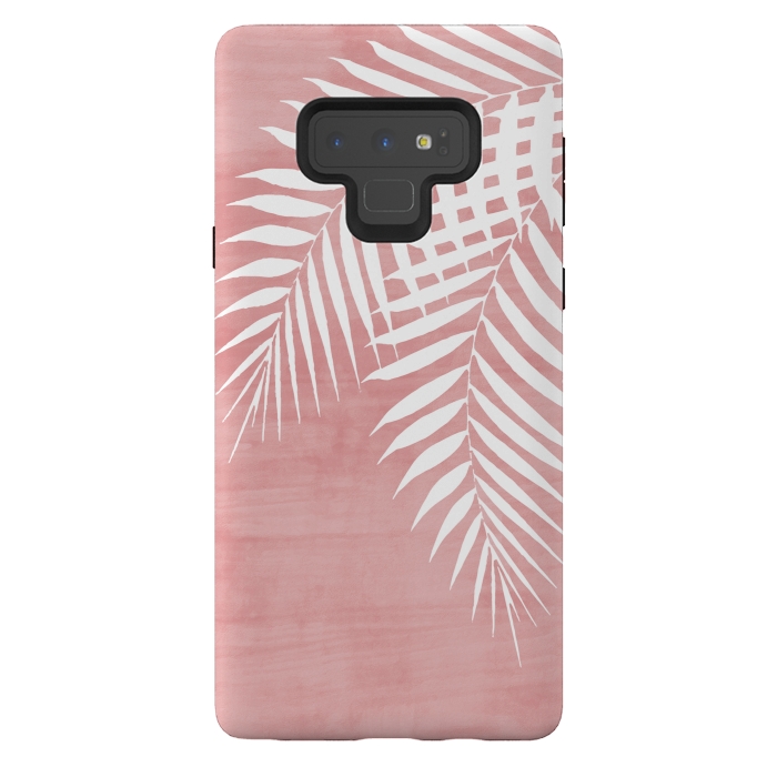 Galaxy Note 9 StrongFit  Palm Leaves on Pink by amini54