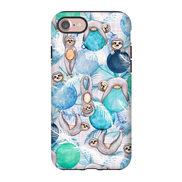 iPhone 7 StrongFit Tropical Christmas Sloth Party by gingerlique