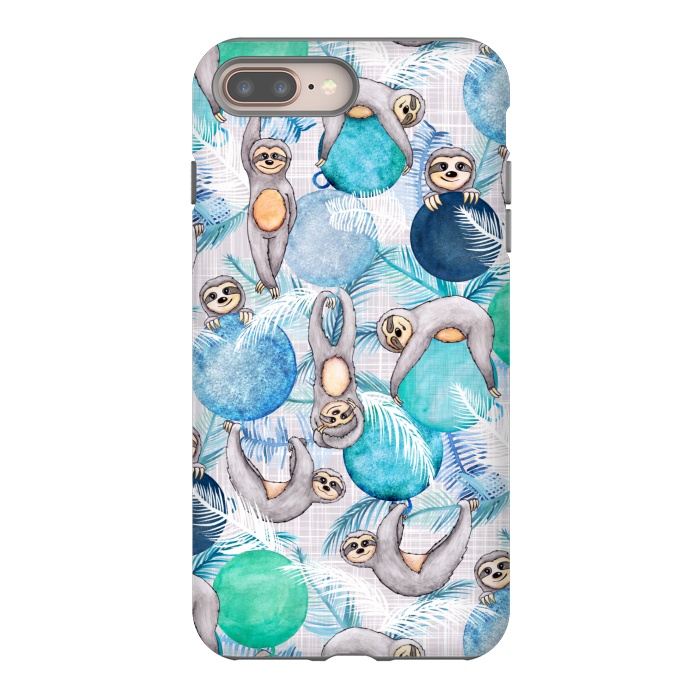 iPhone 7 plus StrongFit Tropical Christmas Sloth Party by gingerlique
