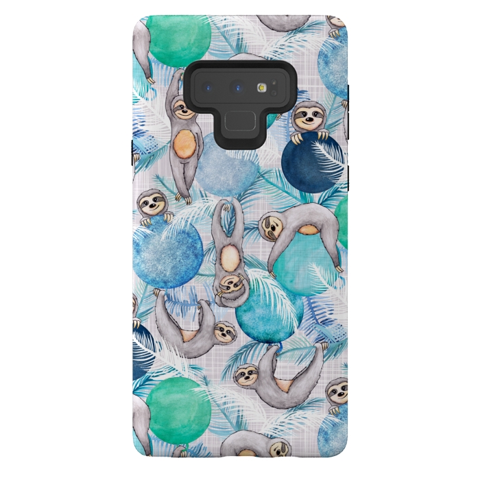 Galaxy Note 9 StrongFit Tropical Christmas Sloth Party by gingerlique