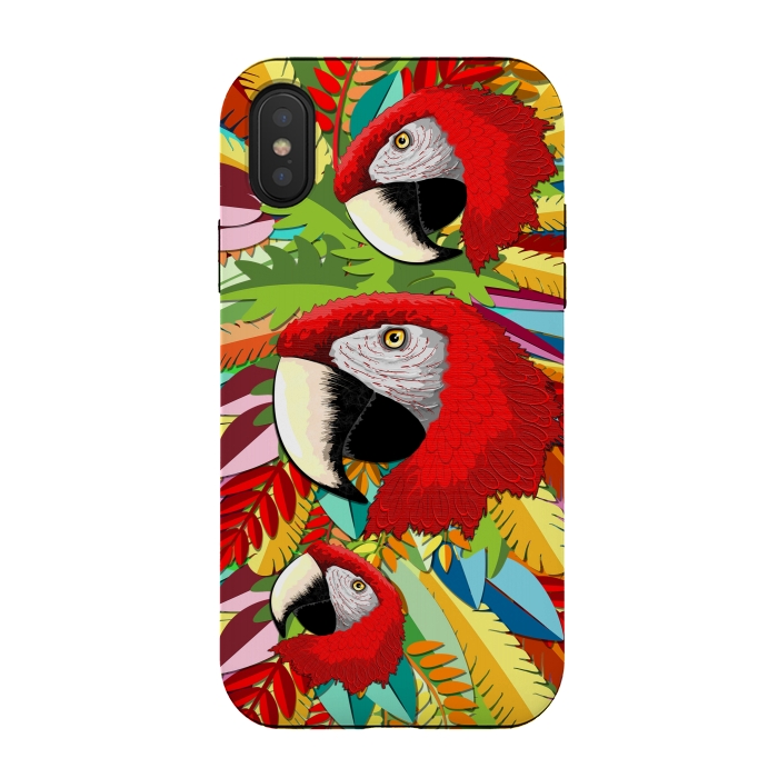 iPhone Xs / X StrongFit Macaw Parrot Paper Craft Digital Art by BluedarkArt
