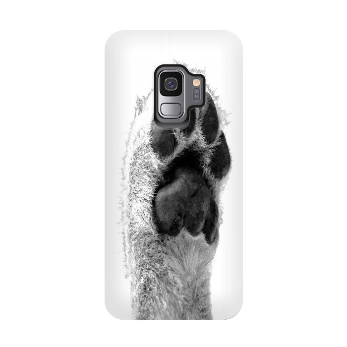 Galaxy S9 StrongFit Black and White Dog Paw by Alemi