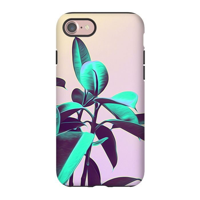 iPhone 7 StrongFit Iridescent Green Leaves by Alemi