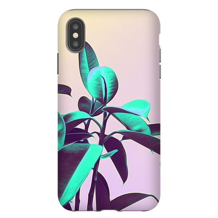iPhone Xs Max StrongFit Iridescent Green Leaves by Alemi