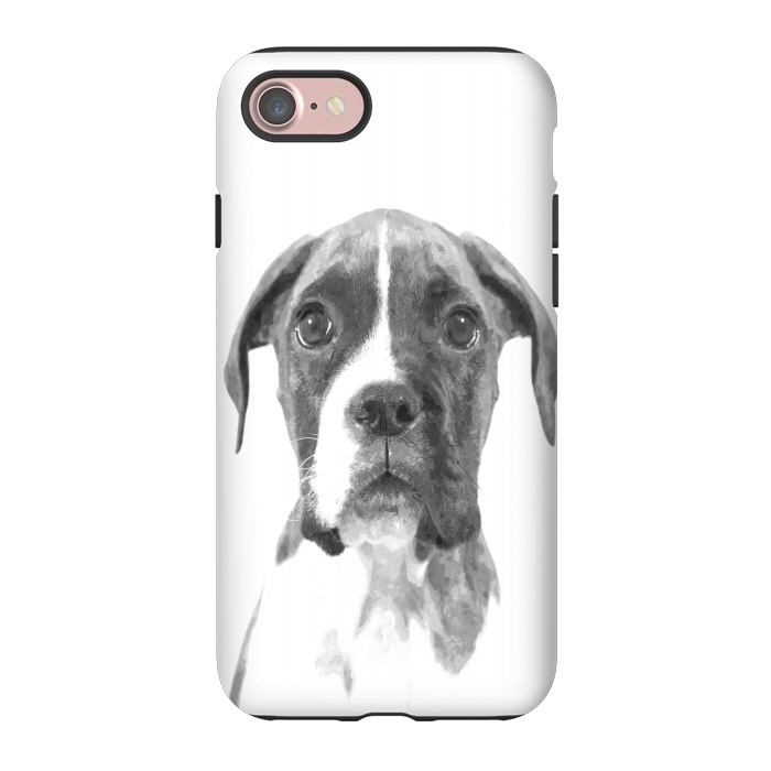iPhone 7 StrongFit Black and White Boxer Dog by Alemi