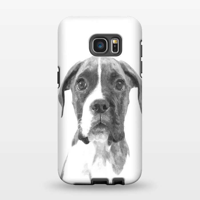 Galaxy S7 EDGE StrongFit Black and White Boxer Dog by Alemi