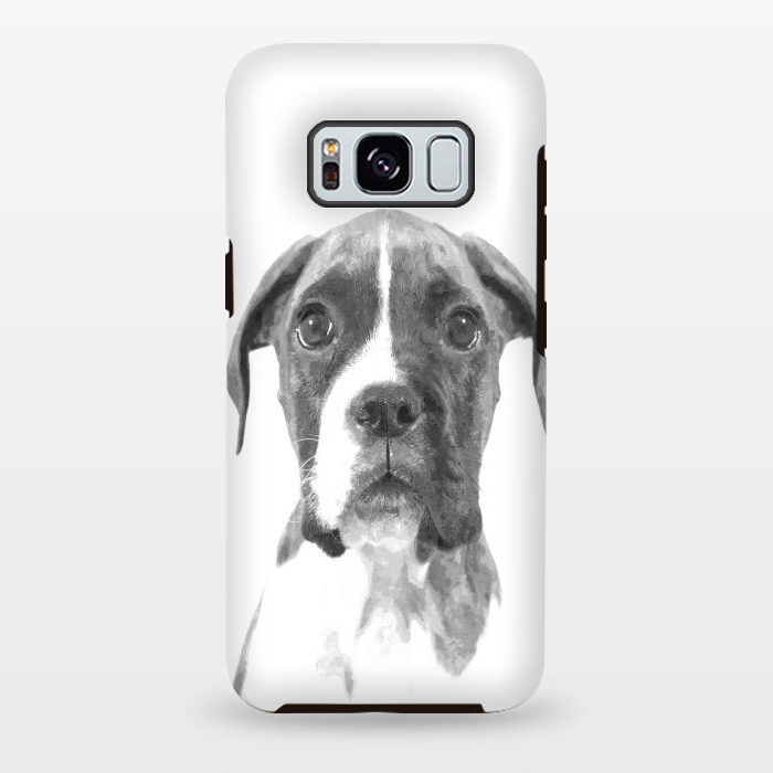 Galaxy S8 plus StrongFit Black and White Boxer Dog by Alemi