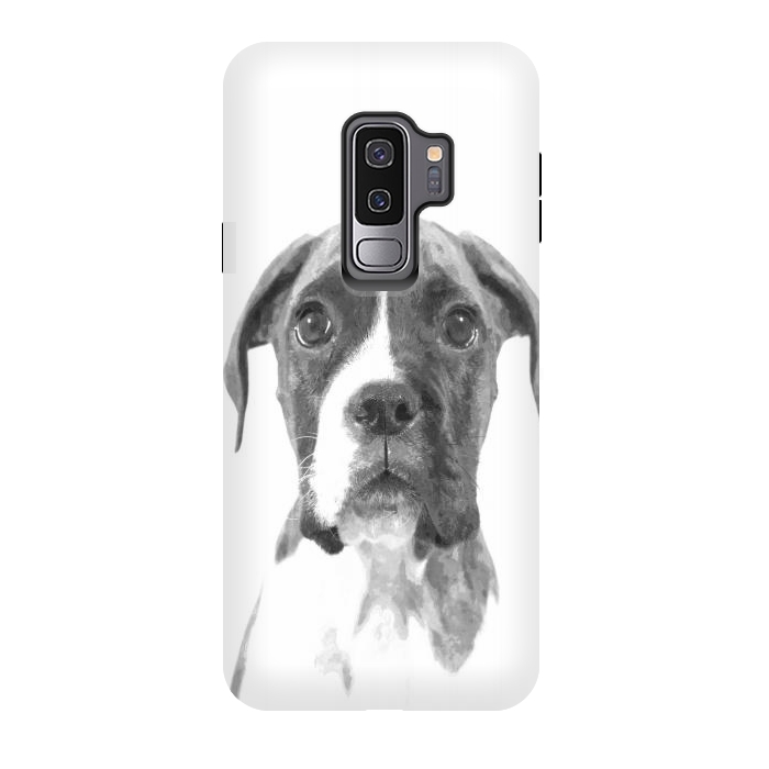 Galaxy S9 plus StrongFit Black and White Boxer Dog by Alemi