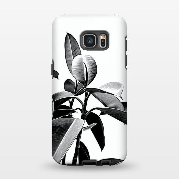 Galaxy S7 EDGE StrongFit Black and White Leaves by Alemi