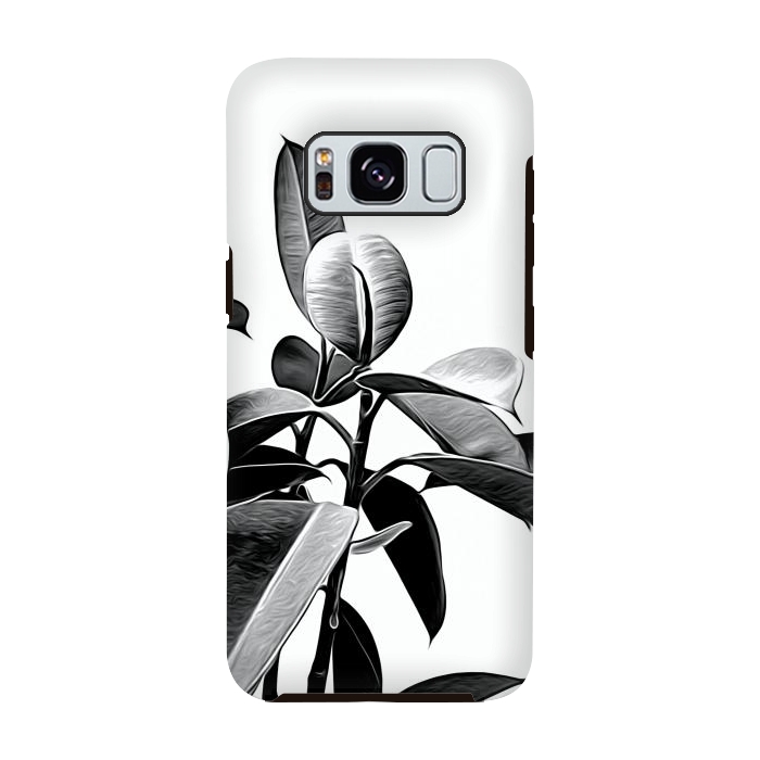 Galaxy S8 StrongFit Black and White Leaves by Alemi