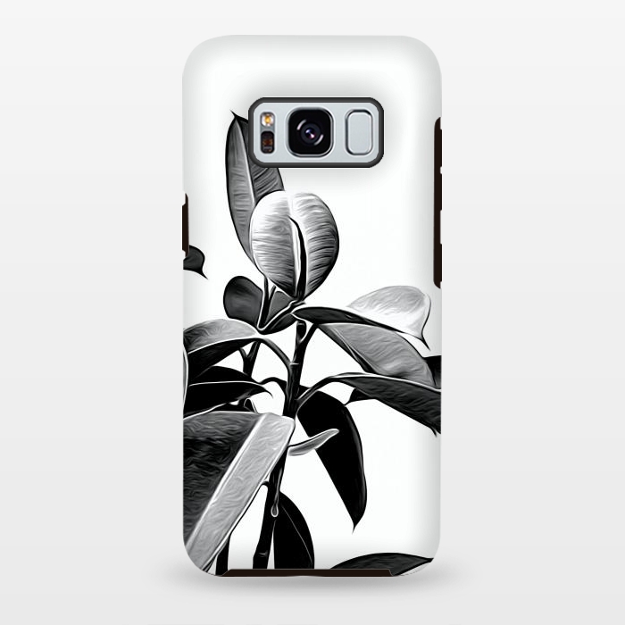 Galaxy S8 plus StrongFit Black and White Leaves by Alemi