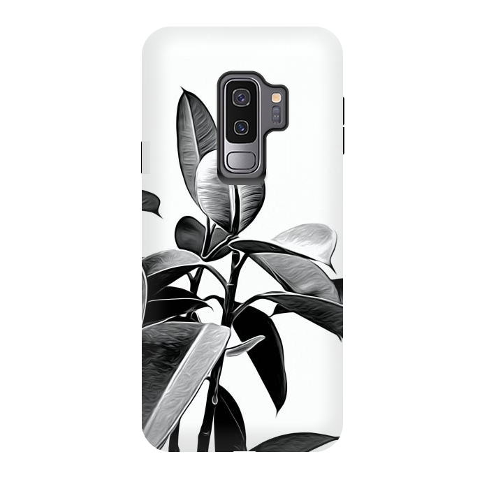 Galaxy S9 plus StrongFit Black and White Leaves by Alemi