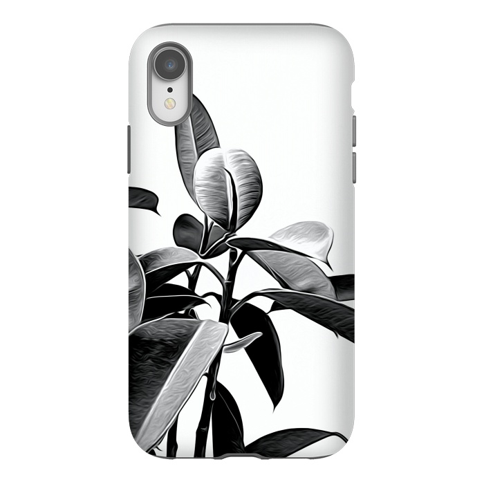 iPhone Xr StrongFit Black and White Leaves by Alemi