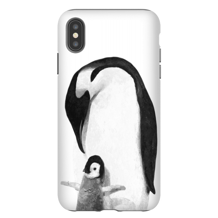 iPhone Xs Max StrongFit Black and White Penguins by Alemi