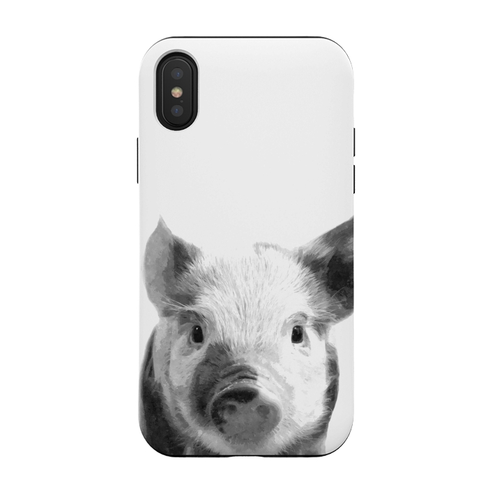 iPhone Xs / X StrongFit Black and White Pig by Alemi
