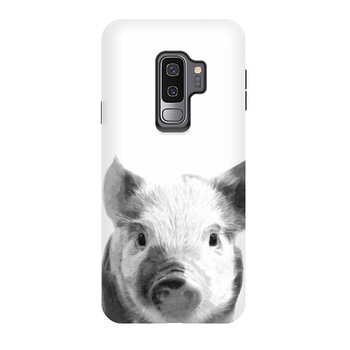 Galaxy S9 plus StrongFit Black and White Pig by Alemi