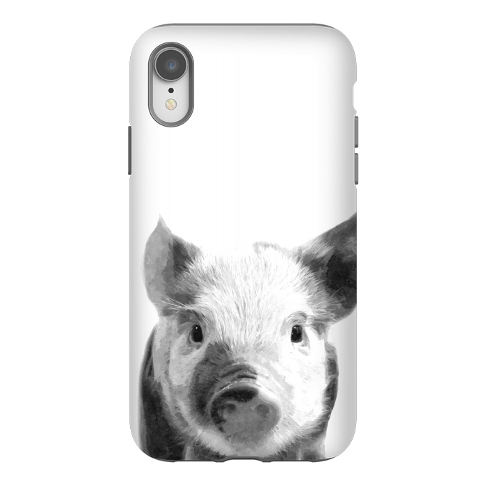 iPhone Xr StrongFit Black and White Pig by Alemi