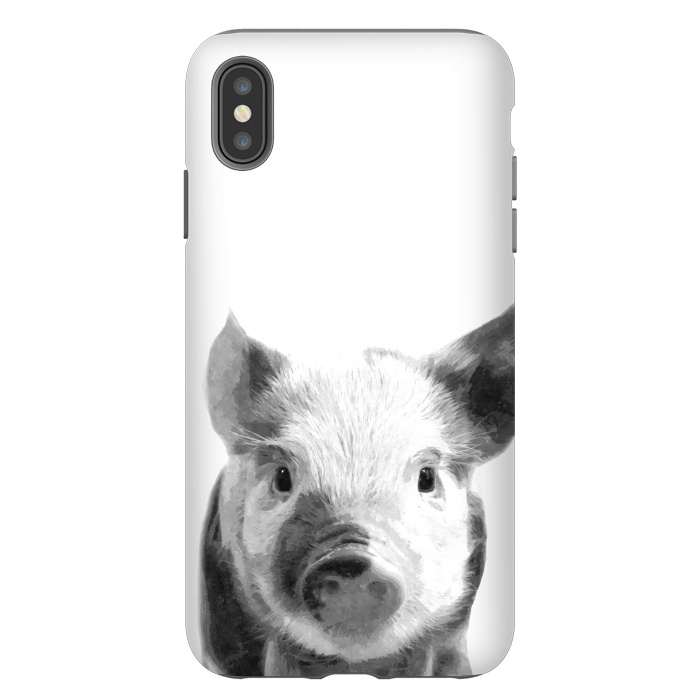 iPhone Xs Max StrongFit Black and White Pig by Alemi