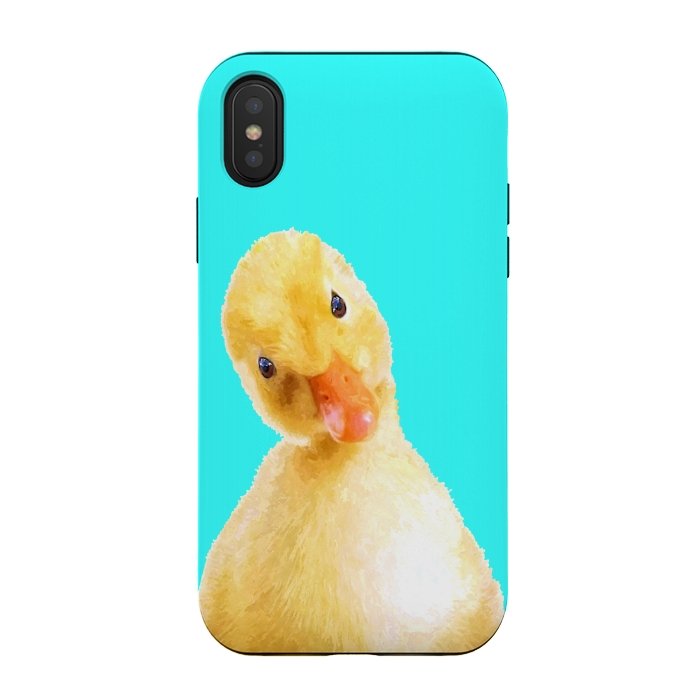 iPhone Xs / X StrongFit Duckling Turquoise Background by Alemi