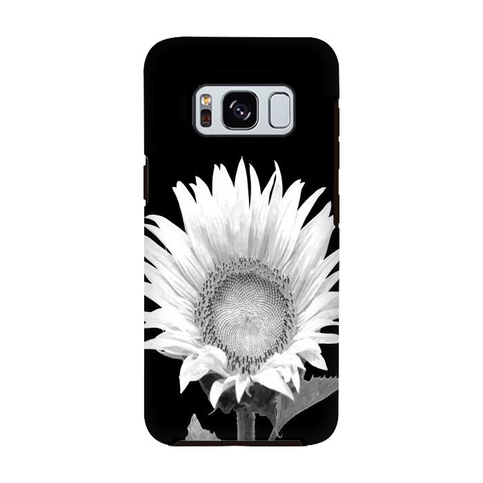 Galaxy S8 StrongFit White Sunflower Black Background by Alemi