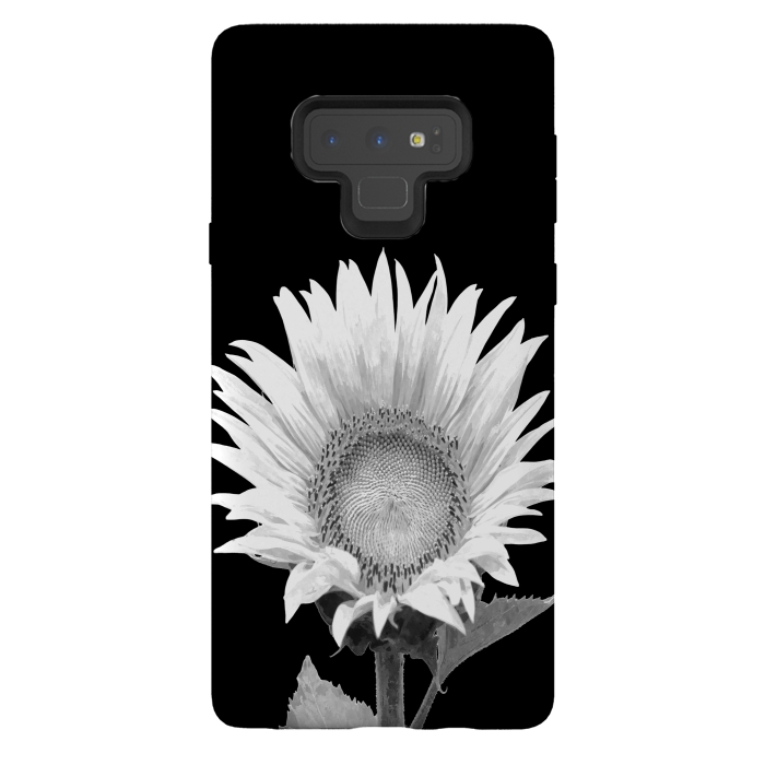 Galaxy Note 9 StrongFit White Sunflower Black Background by Alemi