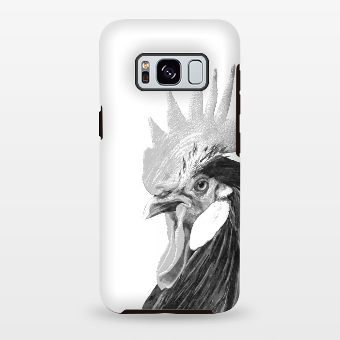 Galaxy S8 plus StrongFit Black and White Rooster by Alemi