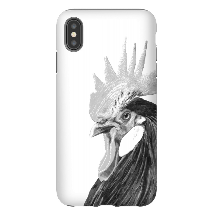 iPhone Xs Max StrongFit Black and White Rooster by Alemi