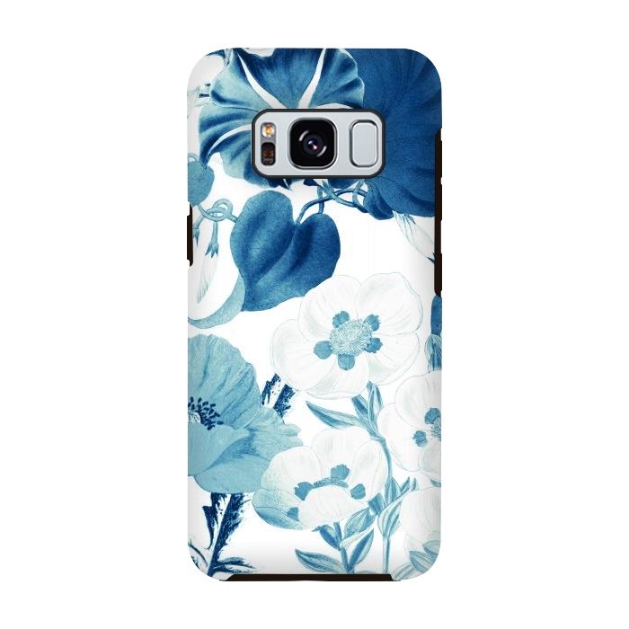 Galaxy S8 StrongFit Indigo blue watercolor flowers by Oana 