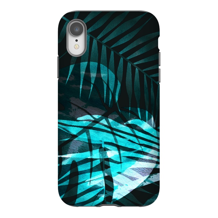 iPhone Xr StrongFit metallic palm tropical leaves by Oana 
