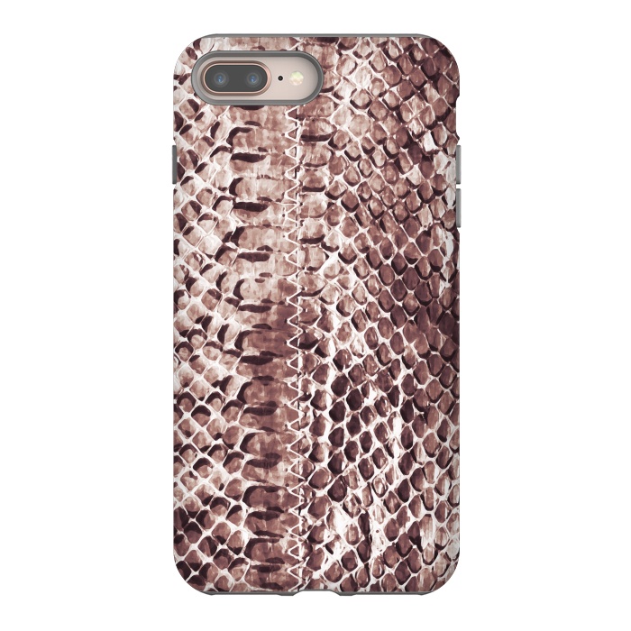 iPhone 7 plus StrongFit Reddish brown snake skin animal print by Oana 