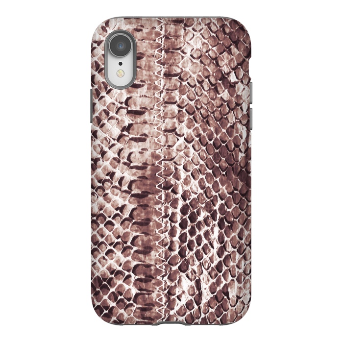 iPhone Xr StrongFit Reddish brown snake skin animal print by Oana 