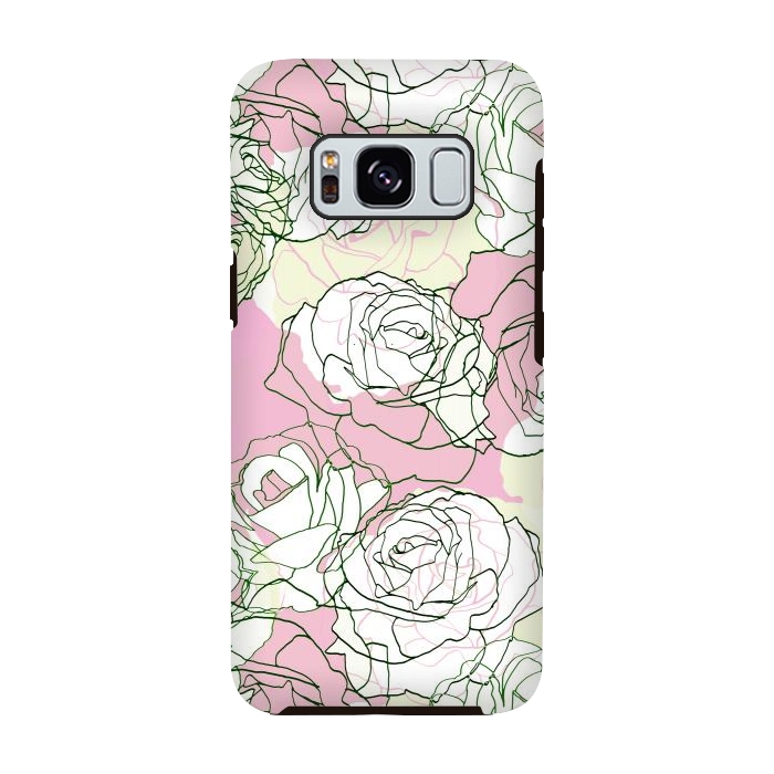 Galaxy S8 StrongFit Pink beige line art roses by Oana 