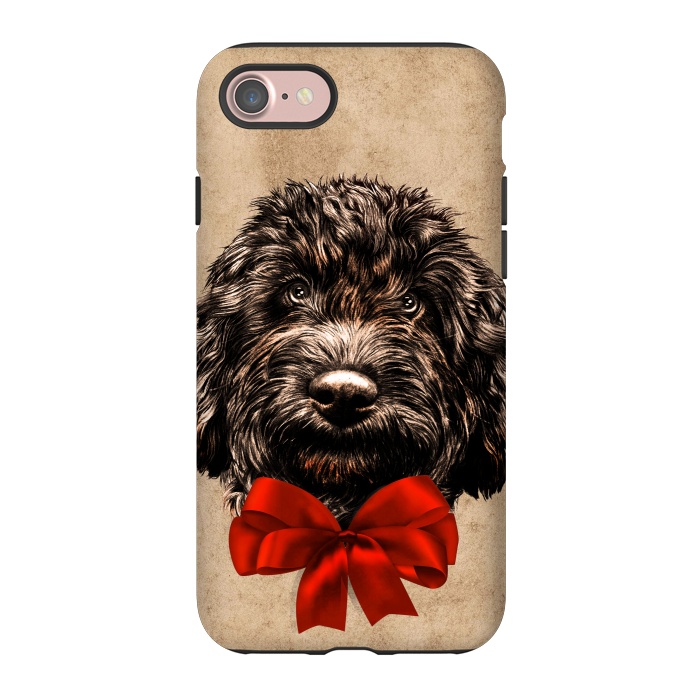 iPhone 7 StrongFit Dog Cute Vintage Puppy Pet with Red Bow by BluedarkArt