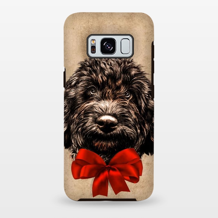 Galaxy S8 plus StrongFit Dog Cute Vintage Puppy Pet with Red Bow by BluedarkArt