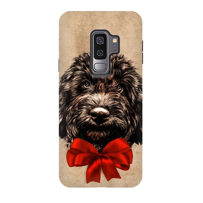 Galaxy S9 plus StrongFit Dog Cute Vintage Puppy Pet with Red Bow by BluedarkArt
