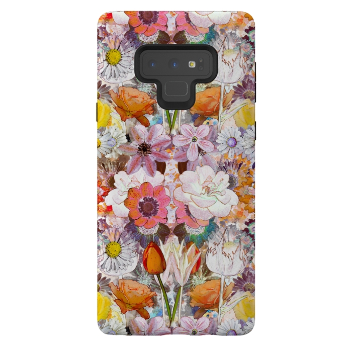 Galaxy Note 9 StrongFit Colorful painted Marie Antoinette flowers by Oana 