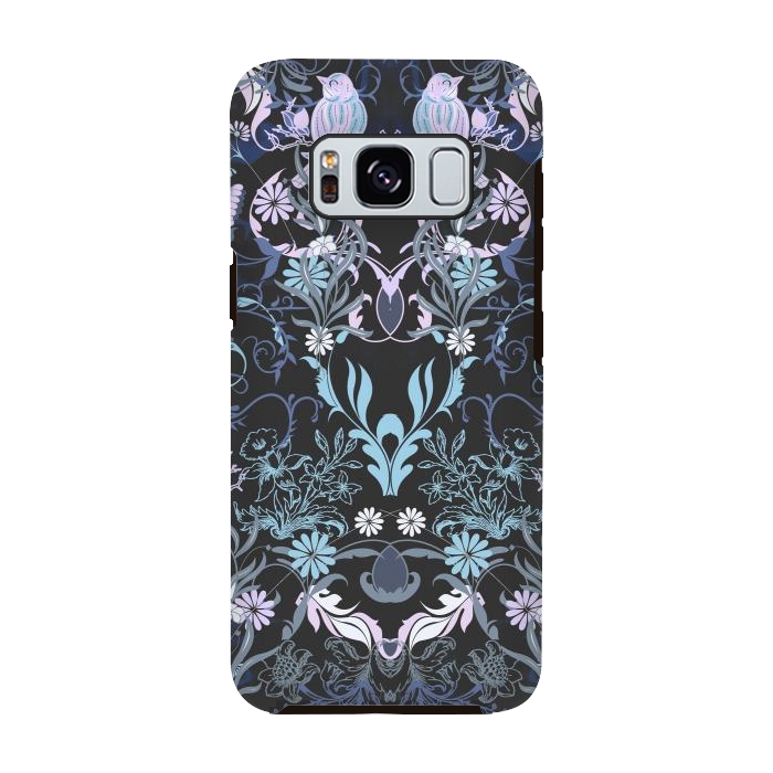 Galaxy S8 StrongFit Line art elegant flowers and birds pattern by Oana 