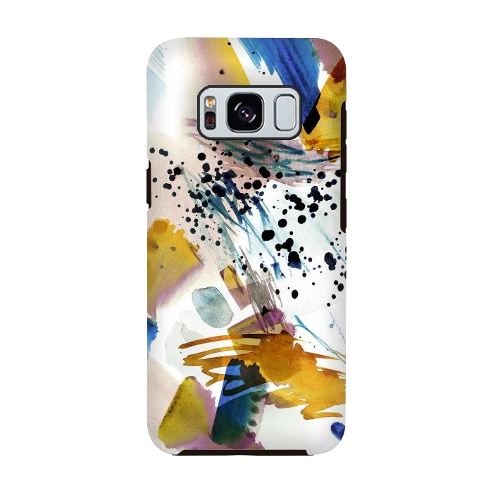 Galaxy S8 StrongFit Colorful watercolor painting splatter by Oana 