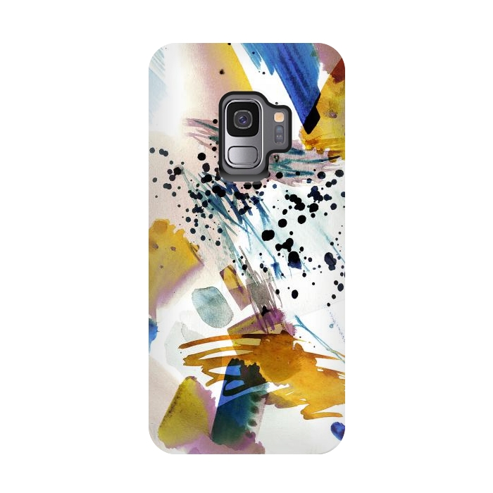 Galaxy S9 StrongFit Colorful watercolor painting splatter by Oana 