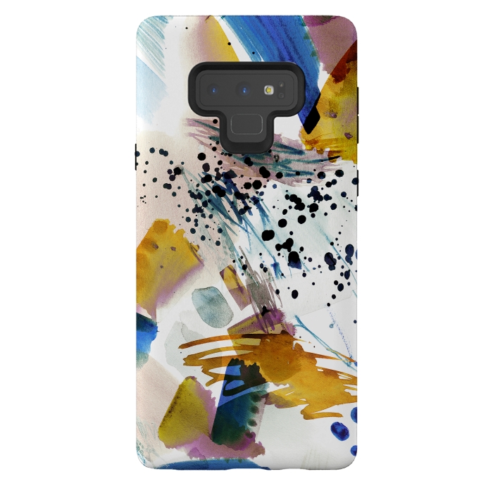 Galaxy Note 9 StrongFit Colorful watercolor painting splatter by Oana 