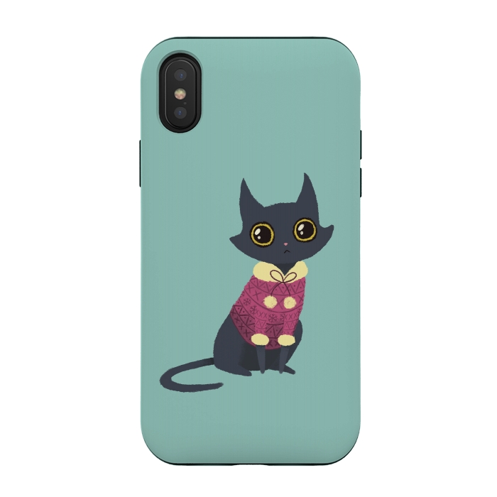 iPhone Xs / X StrongFit Cozy cat red by Laura Nagel