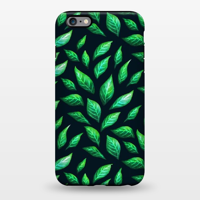 iPhone 6/6s plus StrongFit Dark Abstract Green Leaves Pattern by Boriana Giormova