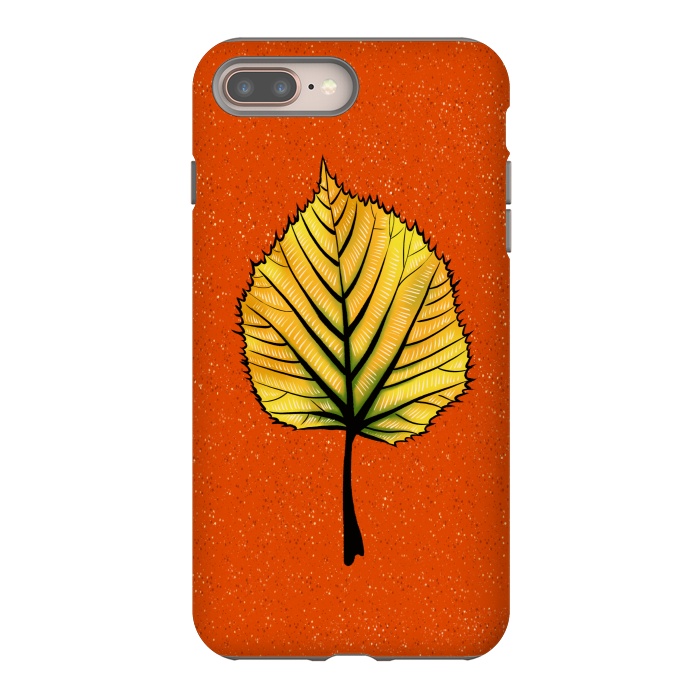 iPhone 7 plus StrongFit Yellow Linden Leaf On Orange | Decorative Botanical Art by Boriana Giormova