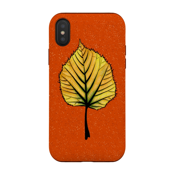 iPhone Xs / X StrongFit Yellow Linden Leaf On Orange | Decorative Botanical Art by Boriana Giormova