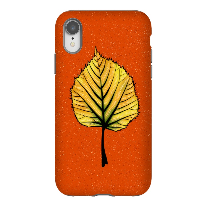 iPhone Xr StrongFit Yellow Linden Leaf On Orange | Decorative Botanical Art by Boriana Giormova